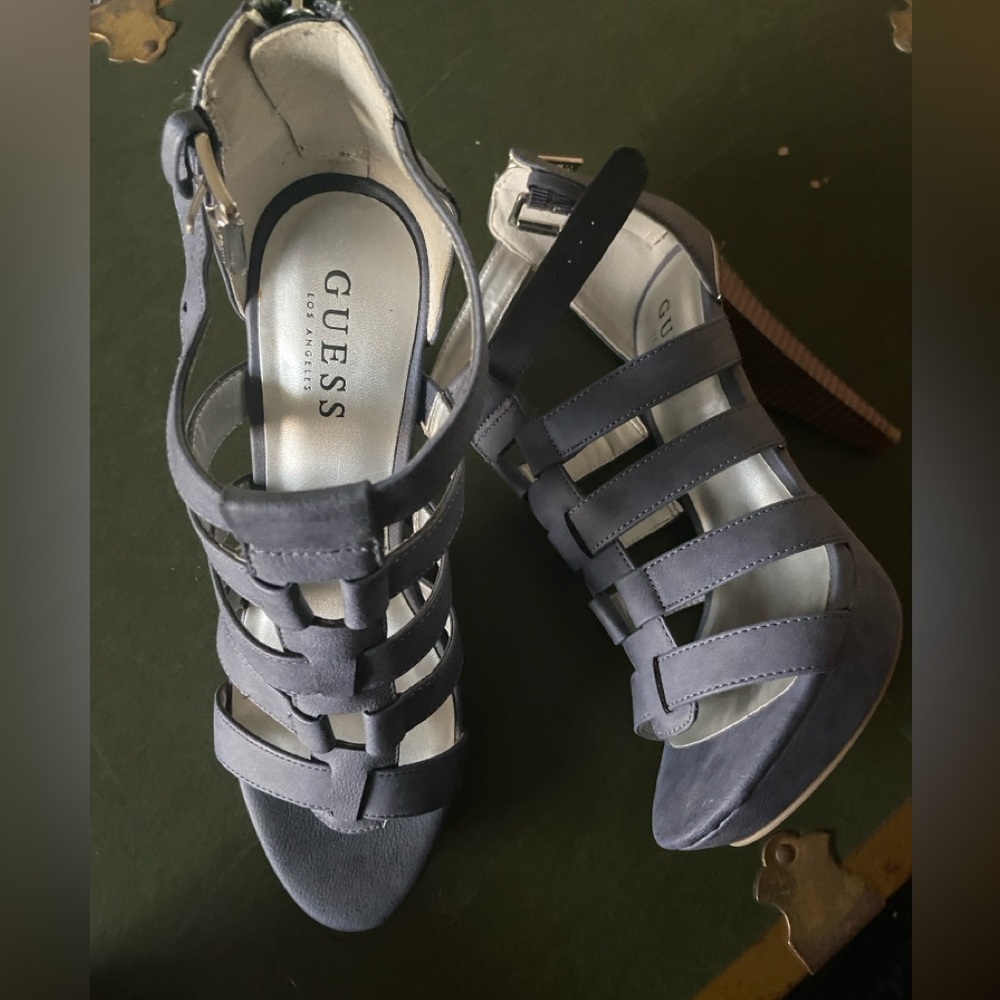 GUESS Women's Dark Gray Strappy Sandals